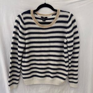 H and M Striped knit sweater blue and white stripe with gold collar  small